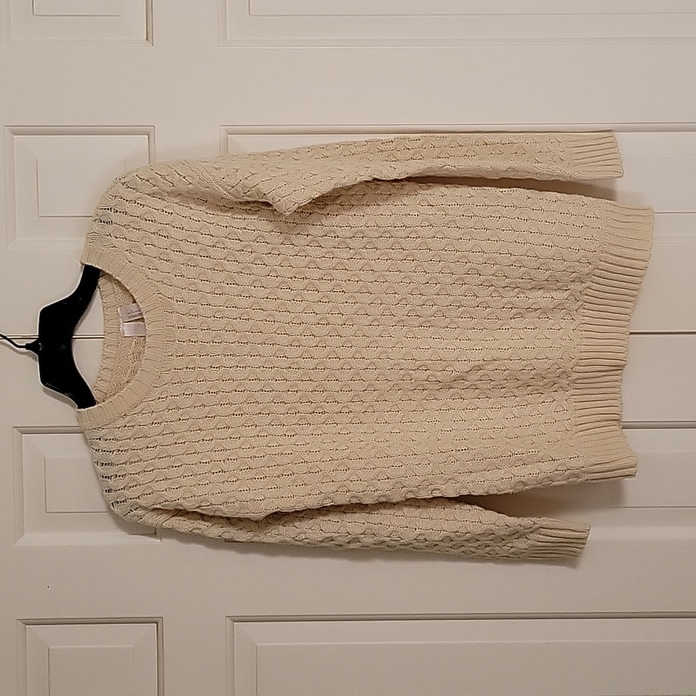 Women's beige cableknit sweater Modest Academia Long Sleeve Sz S